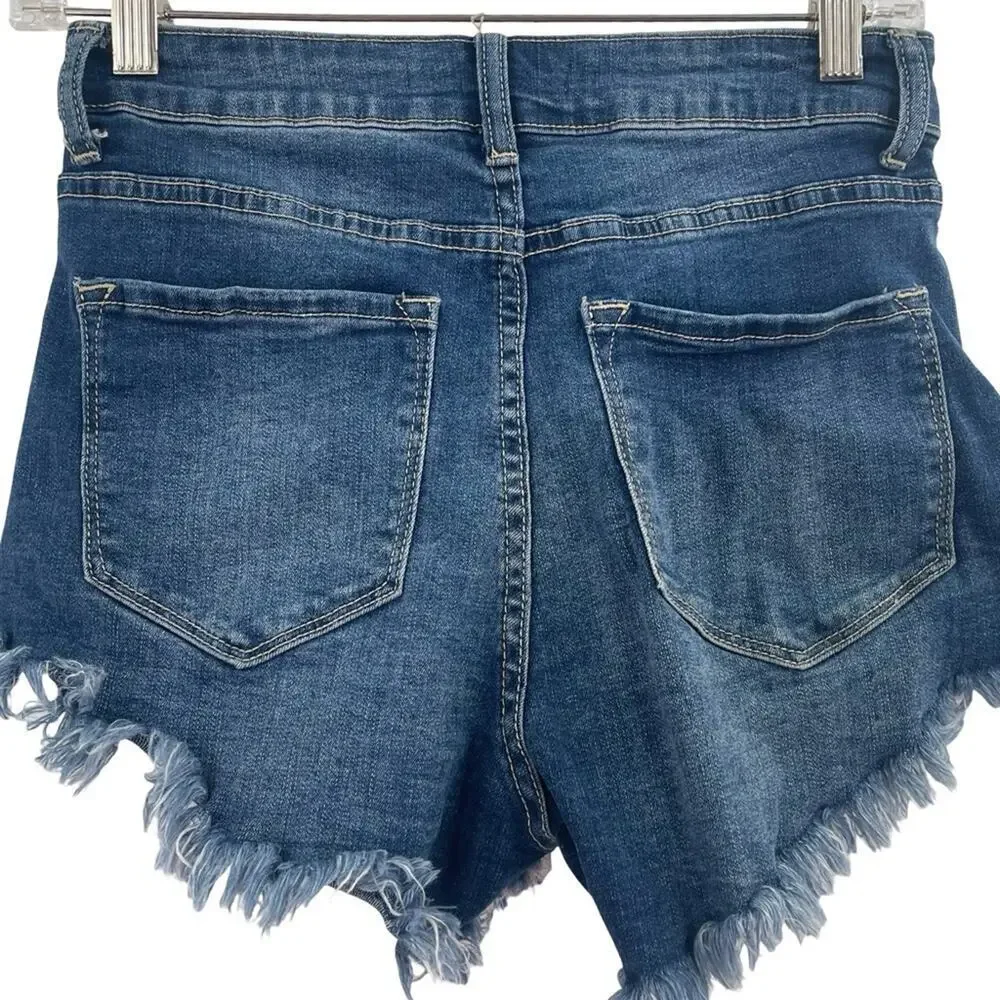 KanCan Blue Frayed Jean Shorts 7/27